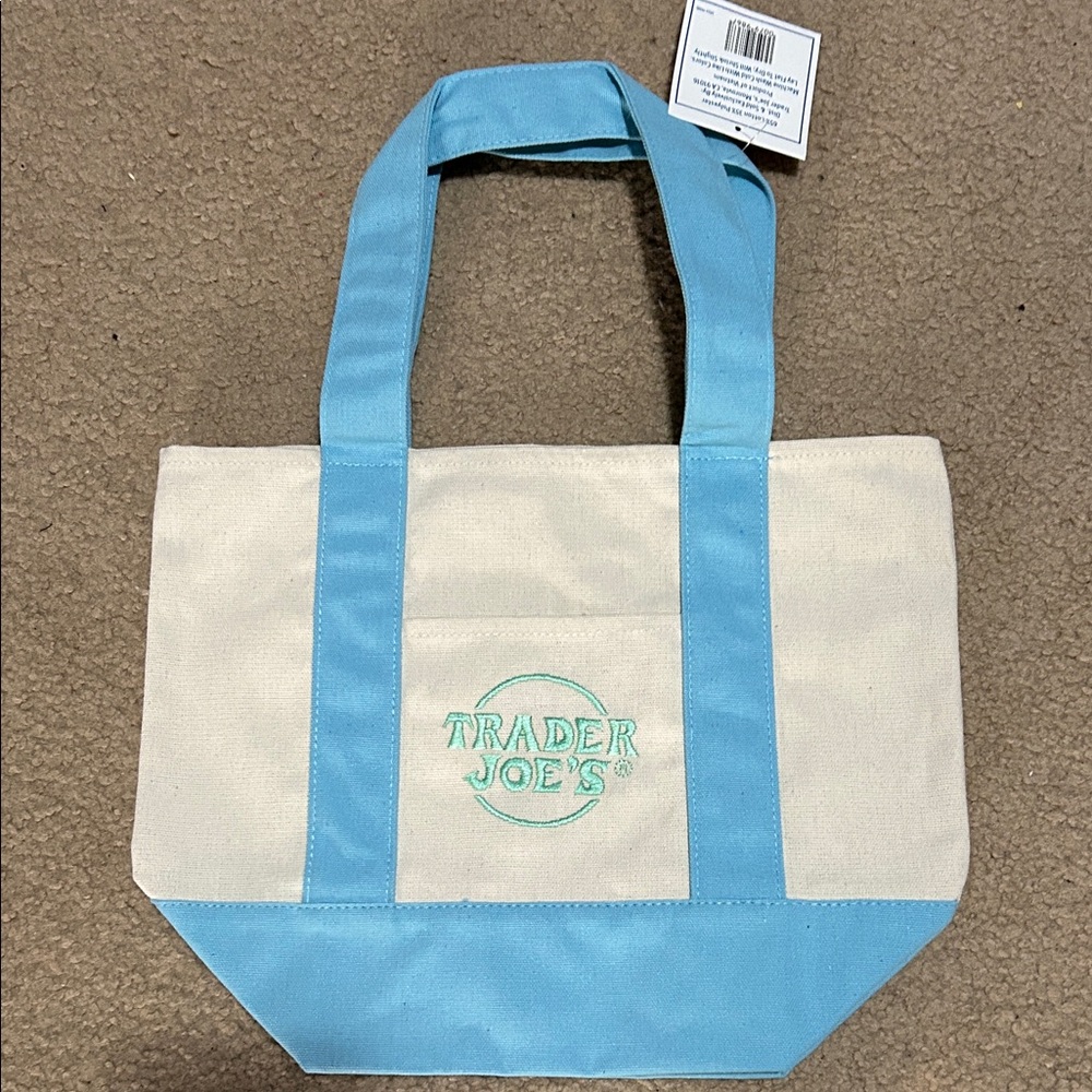 NEW baby blue & mint Trader Joes Canvas Tote Bag